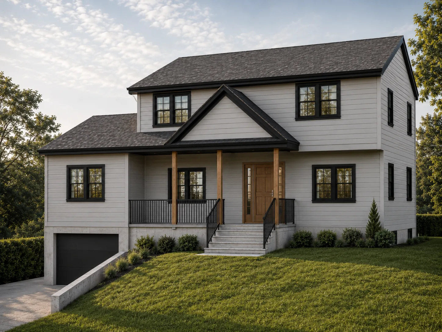 Residência modern farmhouse da Zocolan ao entardecer